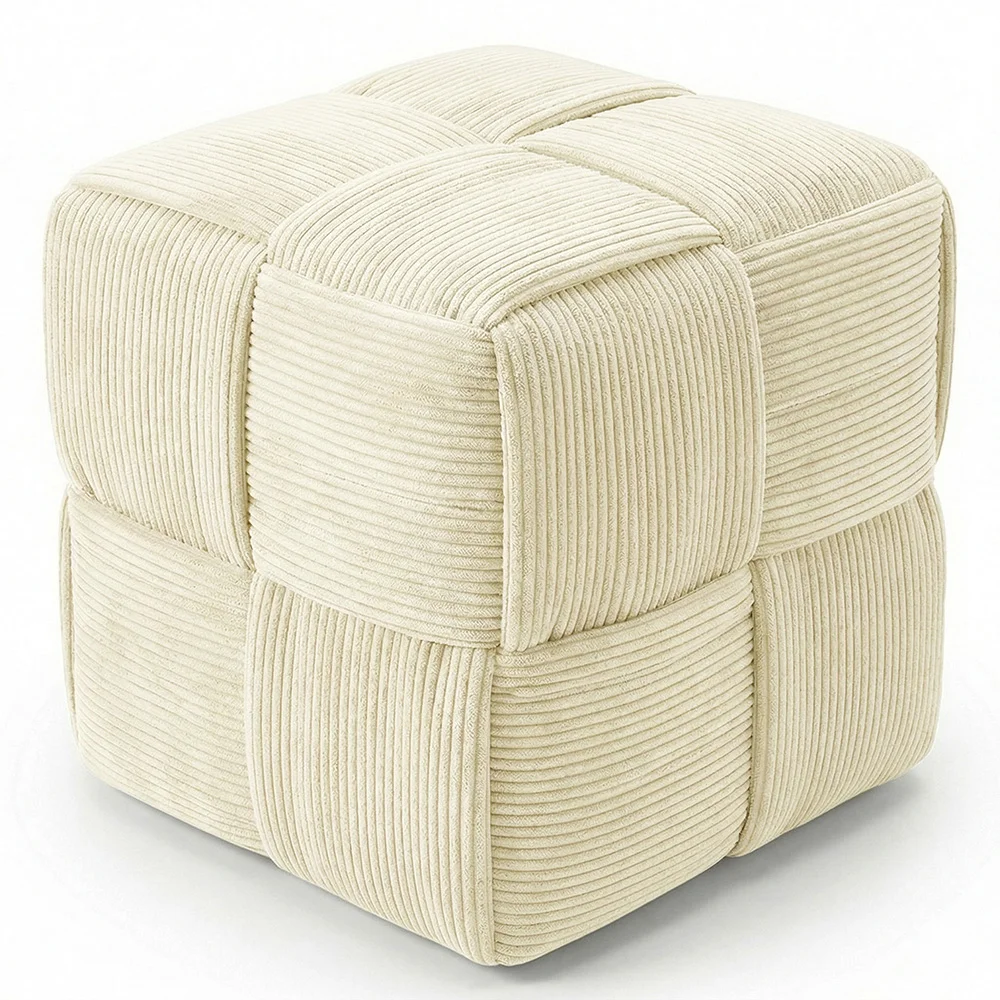 Square Corduroy Upholstered Pouf - Modern Design - Cube image 8