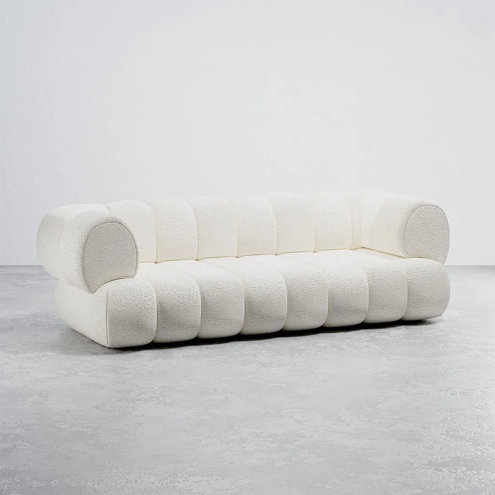 Bouclé Upholstered Sofa - Modern Style - 2/3 Seats - Curved Teddy image 8