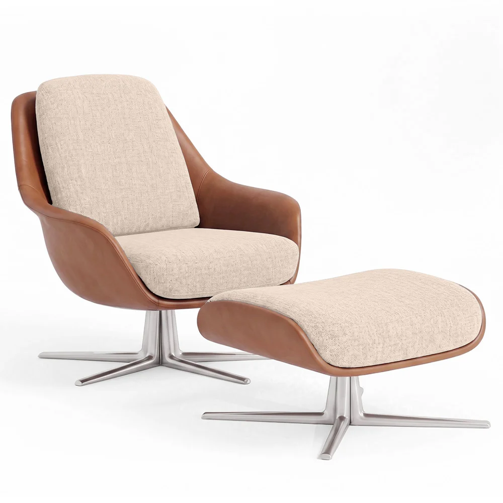 Contemporary Upholstered Design Armchair with Footrest - Asher image 8
