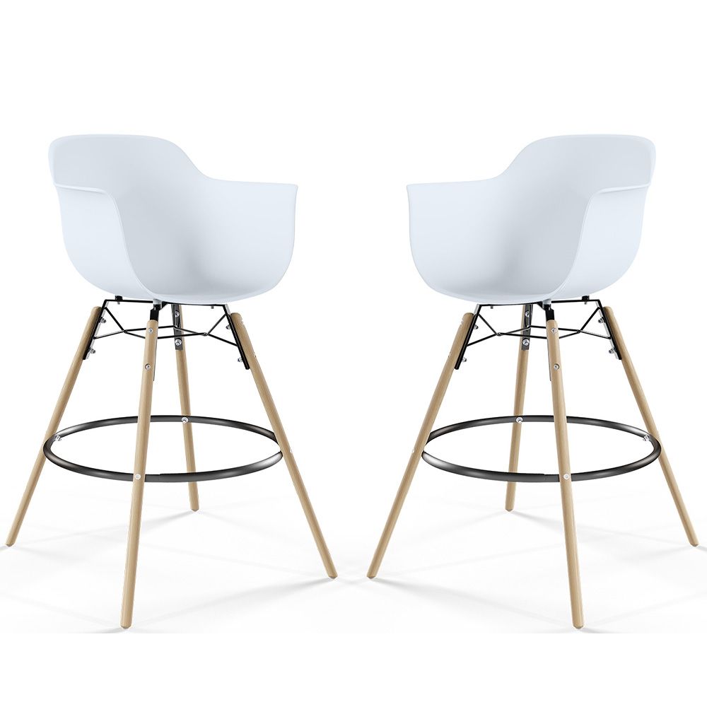 Bar Stool - Scandinavian Design - Wooden Legs - Pack of 2 - Nordika image 8