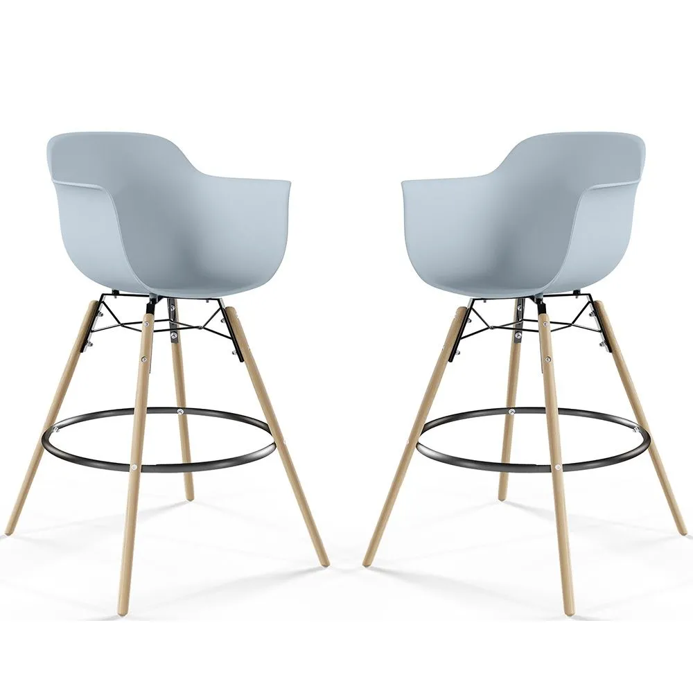 Bar Stool - Scandinavian Design - Wooden Legs - Pack of 2 - Nordika image 8
