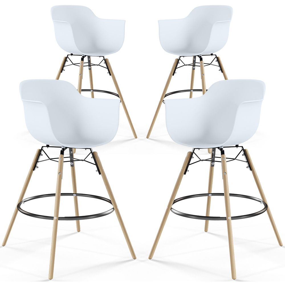 Bar Stool - Scandinavian Design - Wooden Legs - Pack of 4 - Nordika image 8