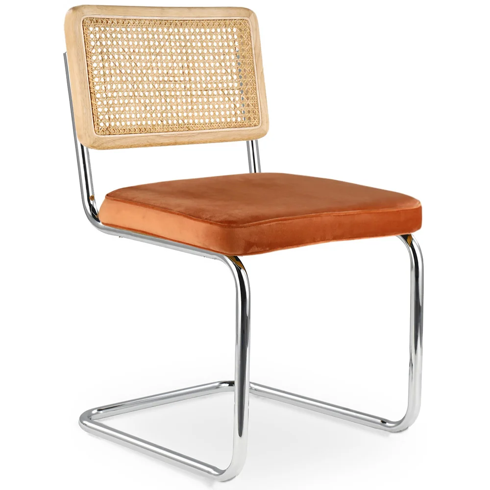 Dining Chair - Upholstered in Velvet - Wood and Rattan - New Edition - Martha image 8