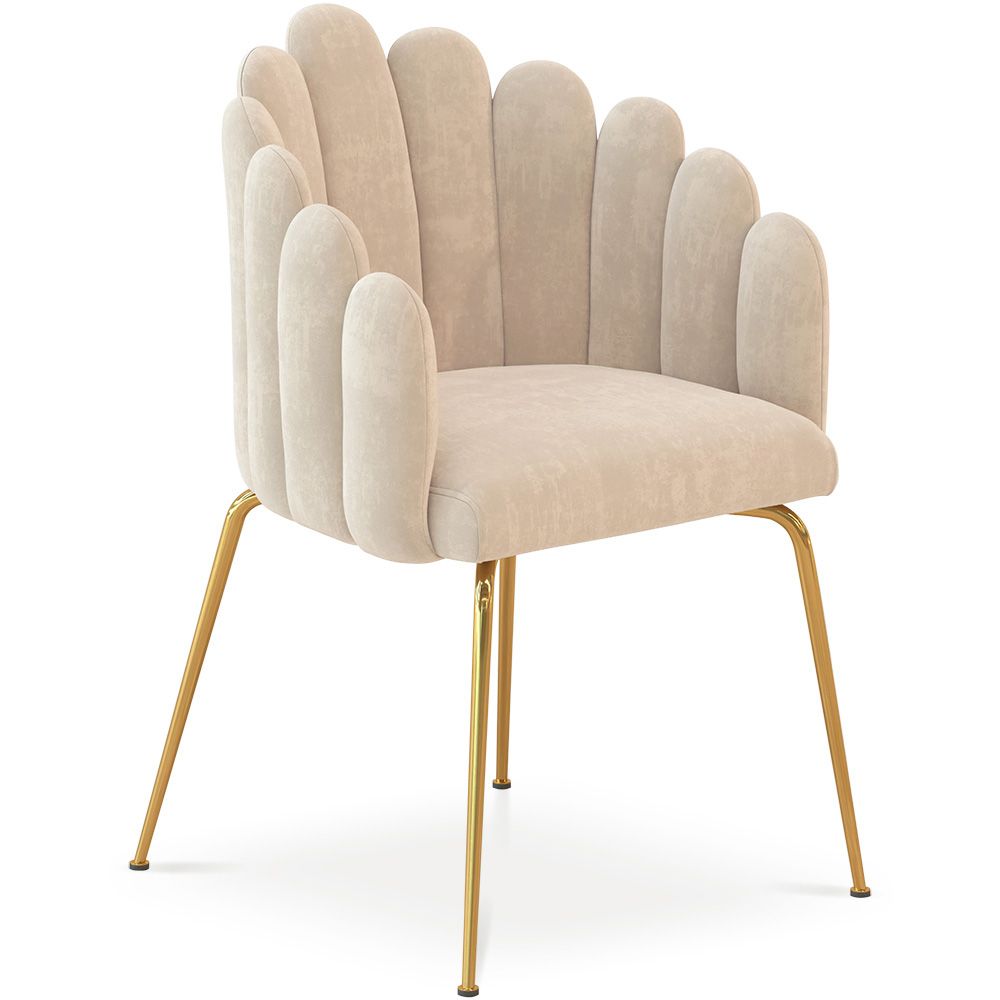 Dining Chair Shell Glam design in Velvet - Golden Legs - Shell image 8