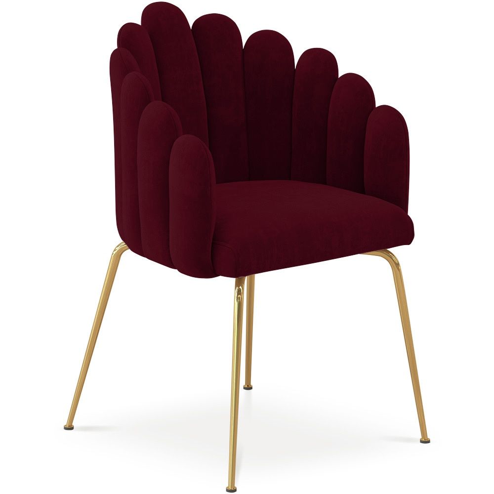 Dining Chair Shell Glam design in Velvet - Golden Legs - Shell image 8