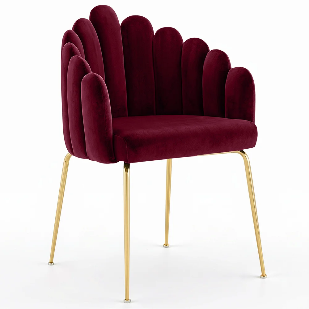 Dining Chair Shell Glam design in Velvet - Golden Legs - Shell image 8