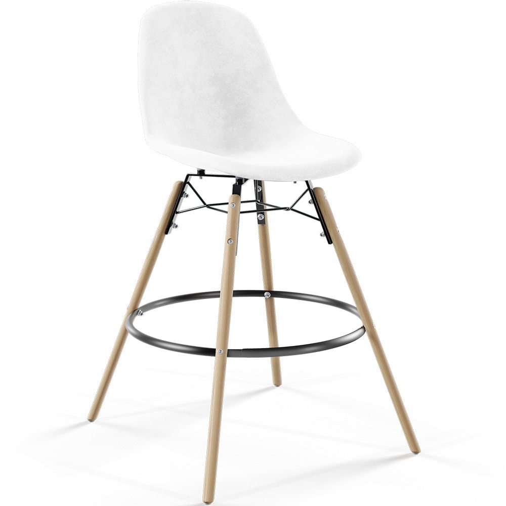 Velvet Bar Stool - Scandinavian Design and Wooden Legs - Skögur image 8