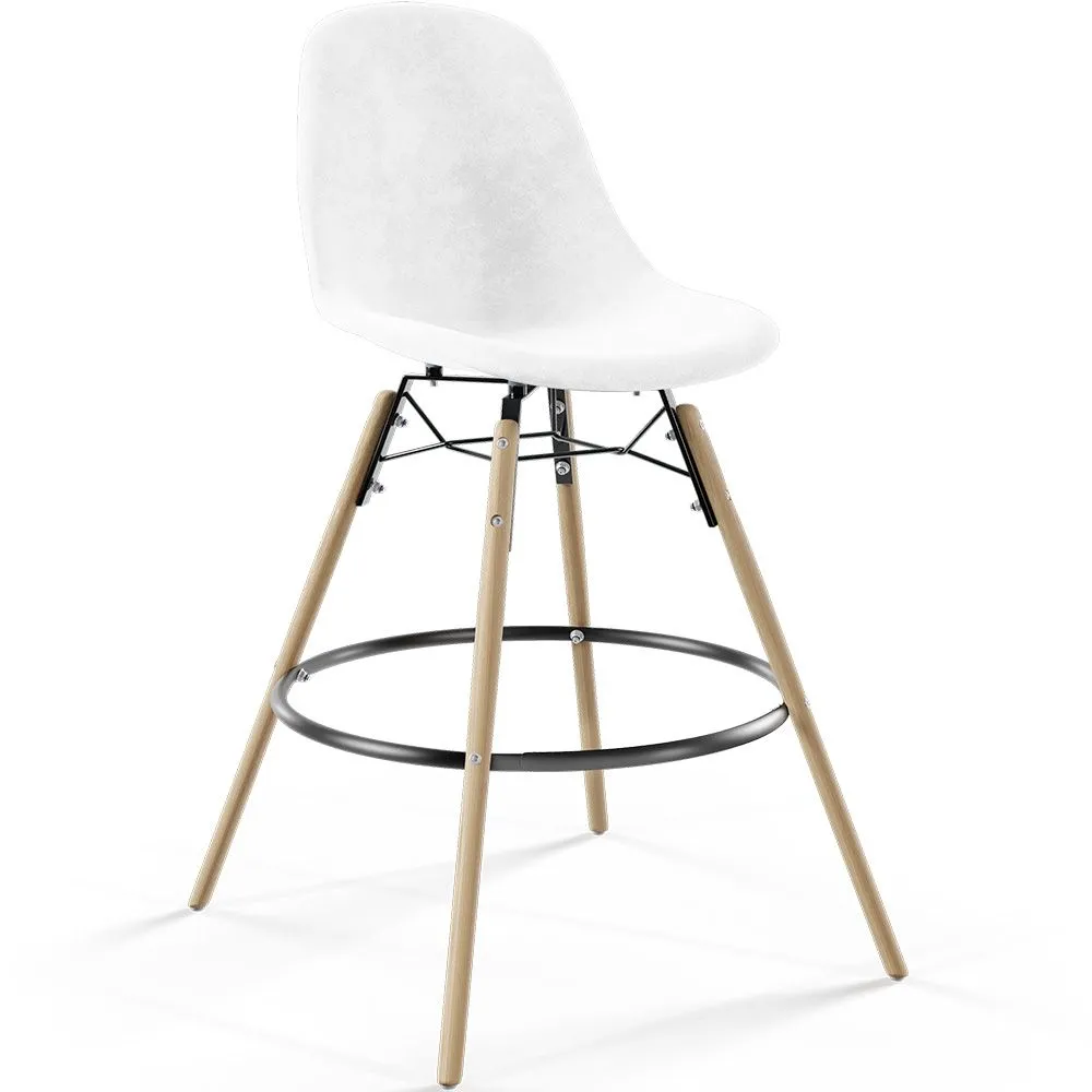 Velvet Bar Stool - Scandinavian Design and Wooden Legs - Skögur image 8