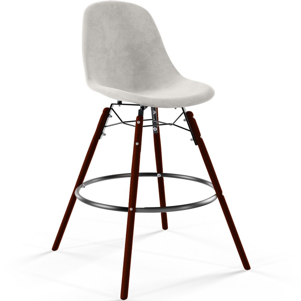 Velvet Bar Stool - Scandinavian Design and Dark Wood Legs - Skögur image 8