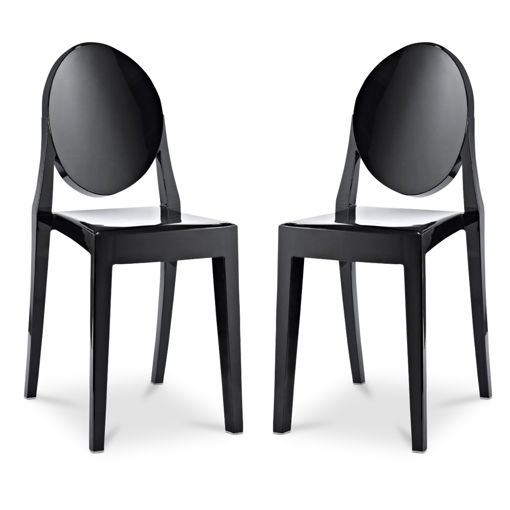  Buy Pack of 2 Transparent Dining Chairs - Victoria Queen Black 58734 - in the EU