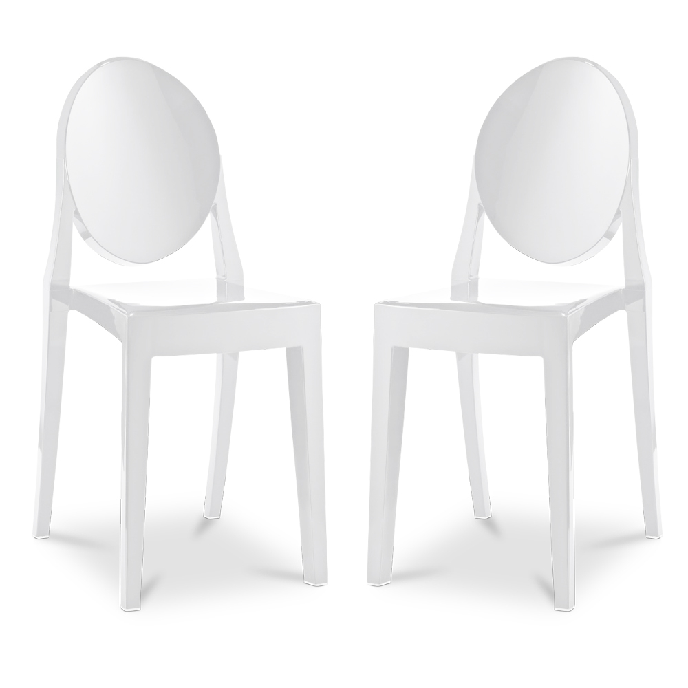  Buy Pack of 2 Transparent Dining Chairs - Victoria Queen White 58734 - in the EU