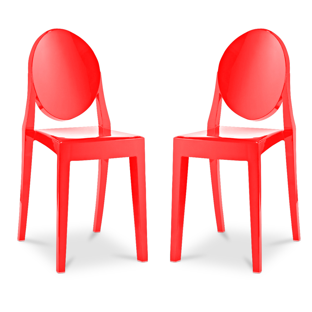  Buy Pack of 2 Transparent Dining Chairs - Victoria Queen Red 58734 - in the EU