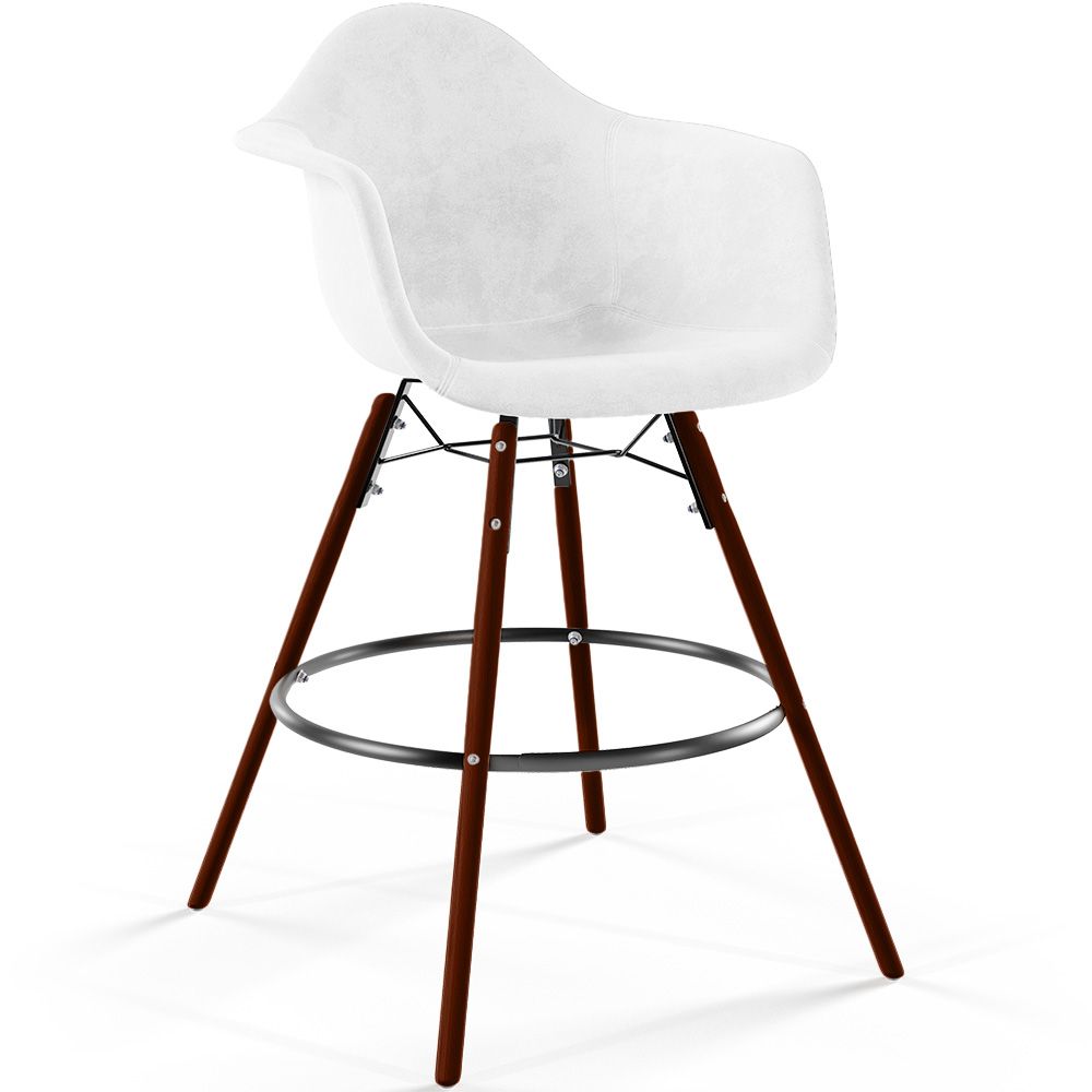 Velvet Bar Stool - Scandinavian Design and Dark Wood Legs - Nordika image 8