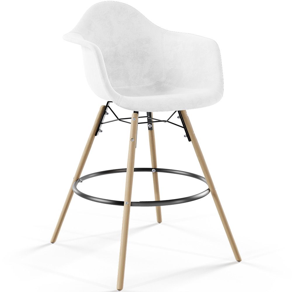 Velvet Bar Stool - Scandinavian Design and Wooden Legs - Nordika image 8