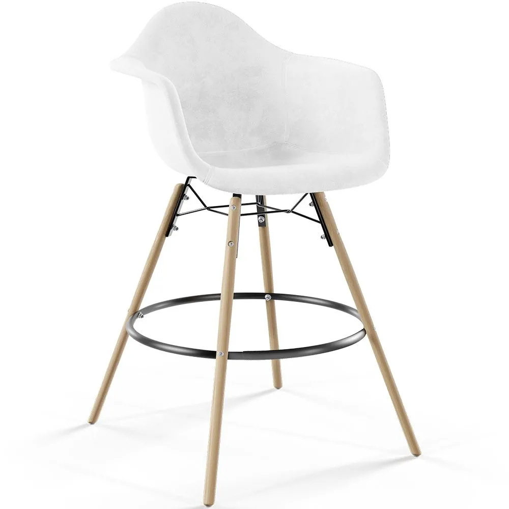Velvet Bar Stool - Scandinavian Design and Wooden Legs - Nordika image 8