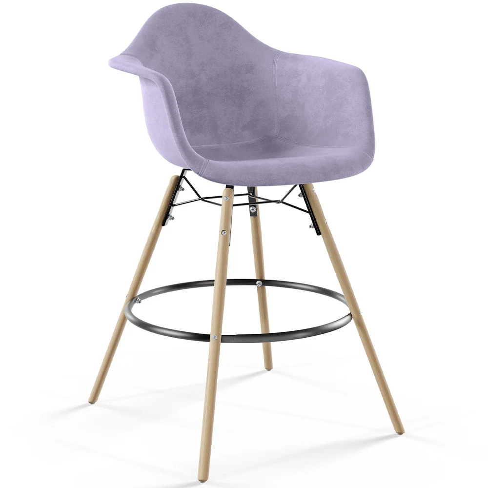 Velvet Bar Stool - Scandinavian Design and Wooden Legs - Nordika image 8