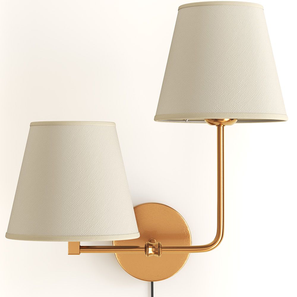Golden Wall Lamp with Cable and Two Shades - Bretaña image 8