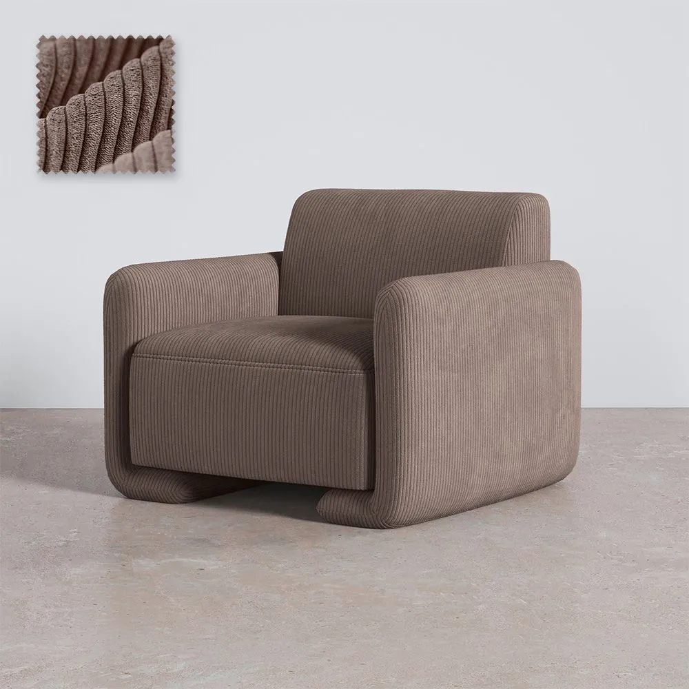 Armchair Upholstered In Velvet Corduroy – Modern Design - November image 8