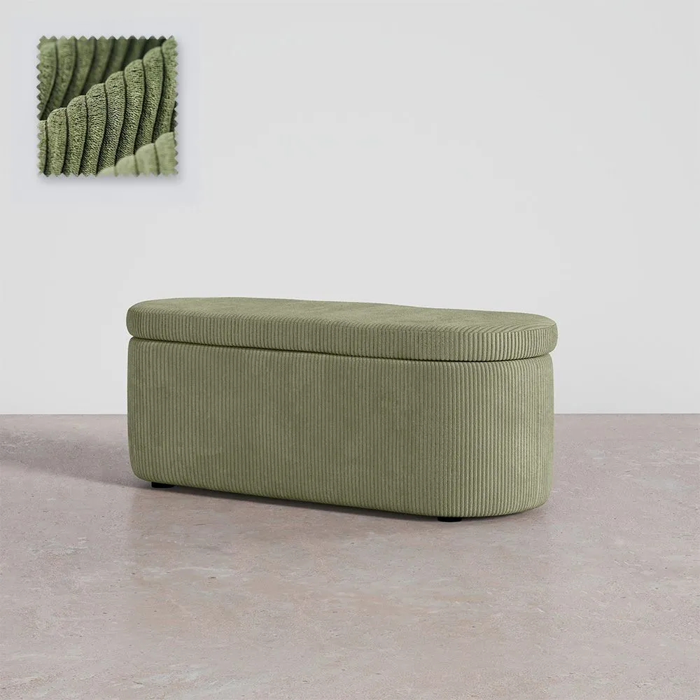 Bench With Internal Storage Upholstered In Velvet Corduroy Fabric - Eiren image 8