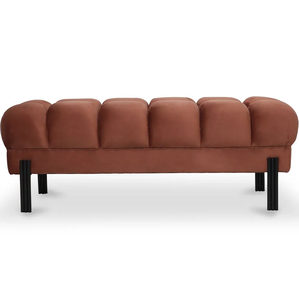 Chesterfield Style Bench Upholstered In Velvet With Iron Legs - Hamptons image 8