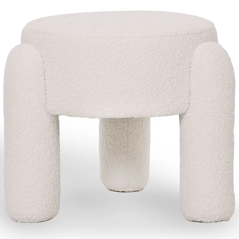 Stool Upholstered In Off-White Bouclé Fabric – Modern Seat For Living Room And Bedroom - Boreta image 8