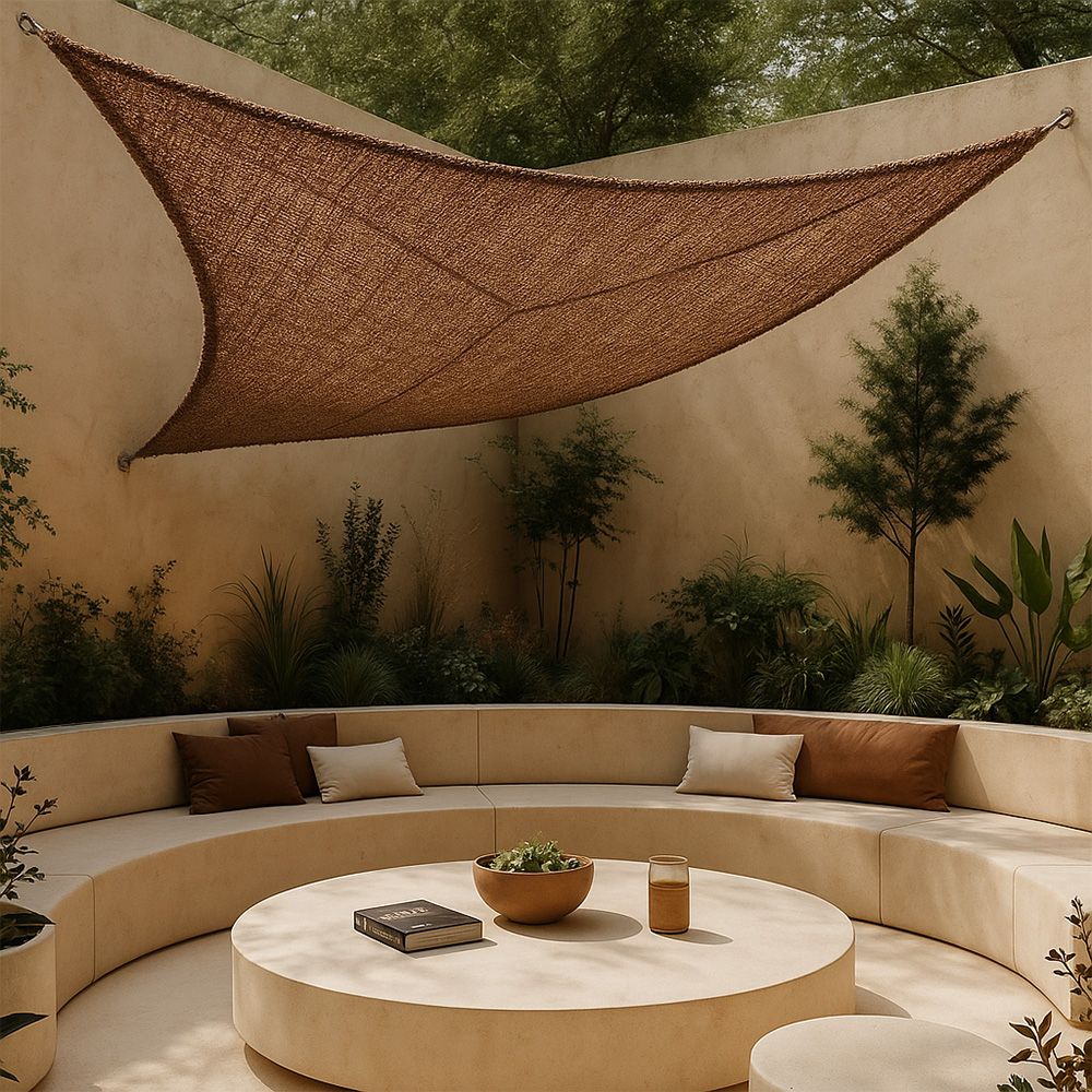 Coconut fiber awning 5x5x5M - 100 % Natural shade sail image 8