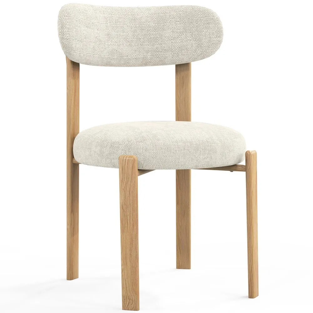 Dining chair Chenille upholstered - Oak effect legs - Ergonomic and modern design - Okare image 8