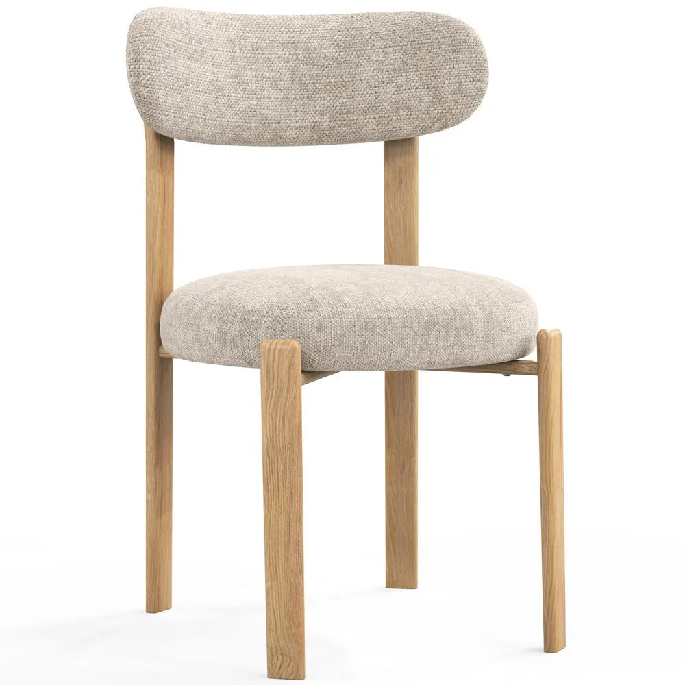 Dining chair Chenille upholstered - Oak effect legs - Ergonomic and modern design - Okare image 8
