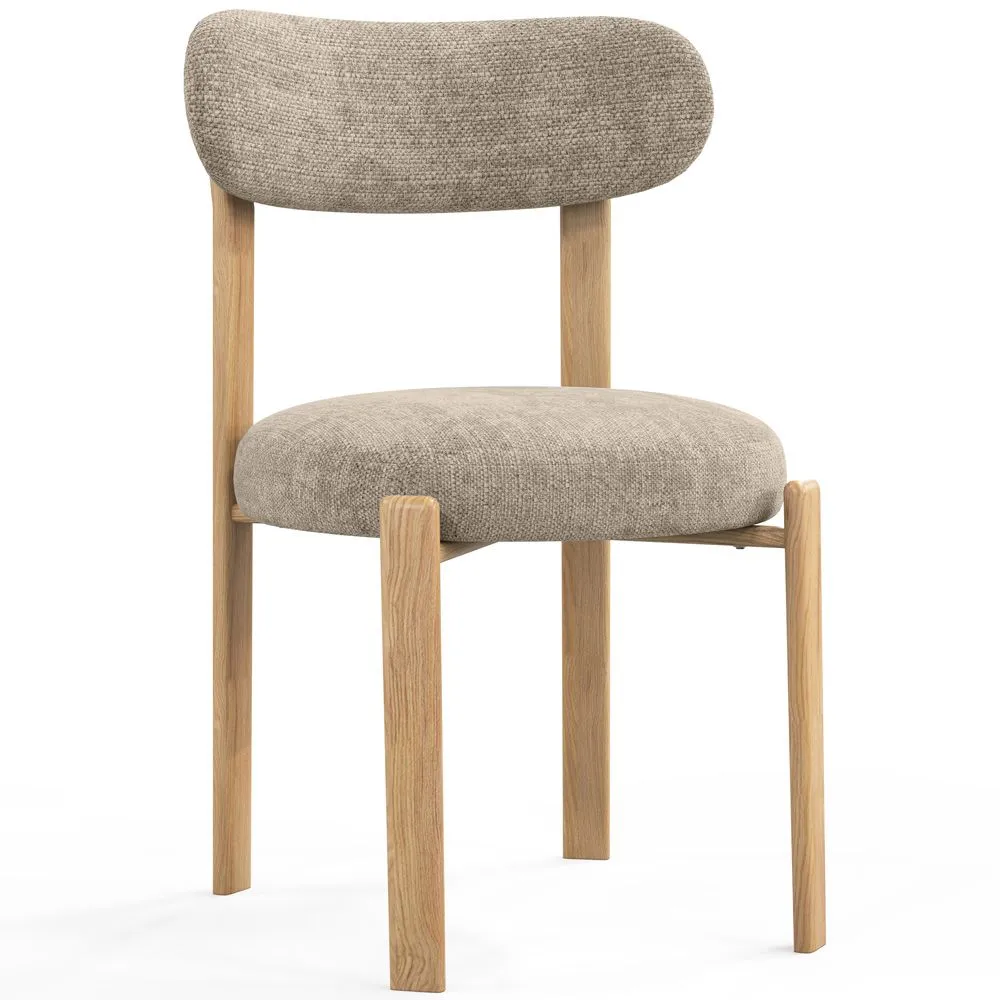 Dining chair Chenille upholstered - Oak effect legs - Ergonomic and modern design - Okare image 8