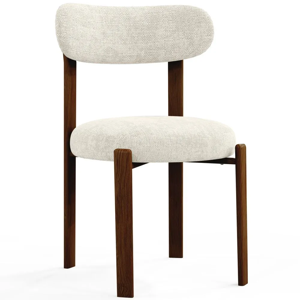 Dining chair upholstered in Chenille – Dark wood-effect legs – Ergonomic and modern design – Okare image 8