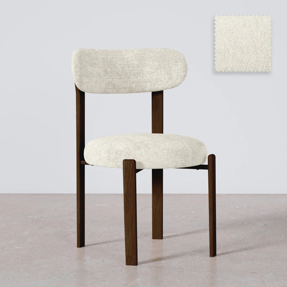 Dining chair upholstered in Chenille – Dark wood-effect legs – Ergonomic and modern design – Okare image 8
