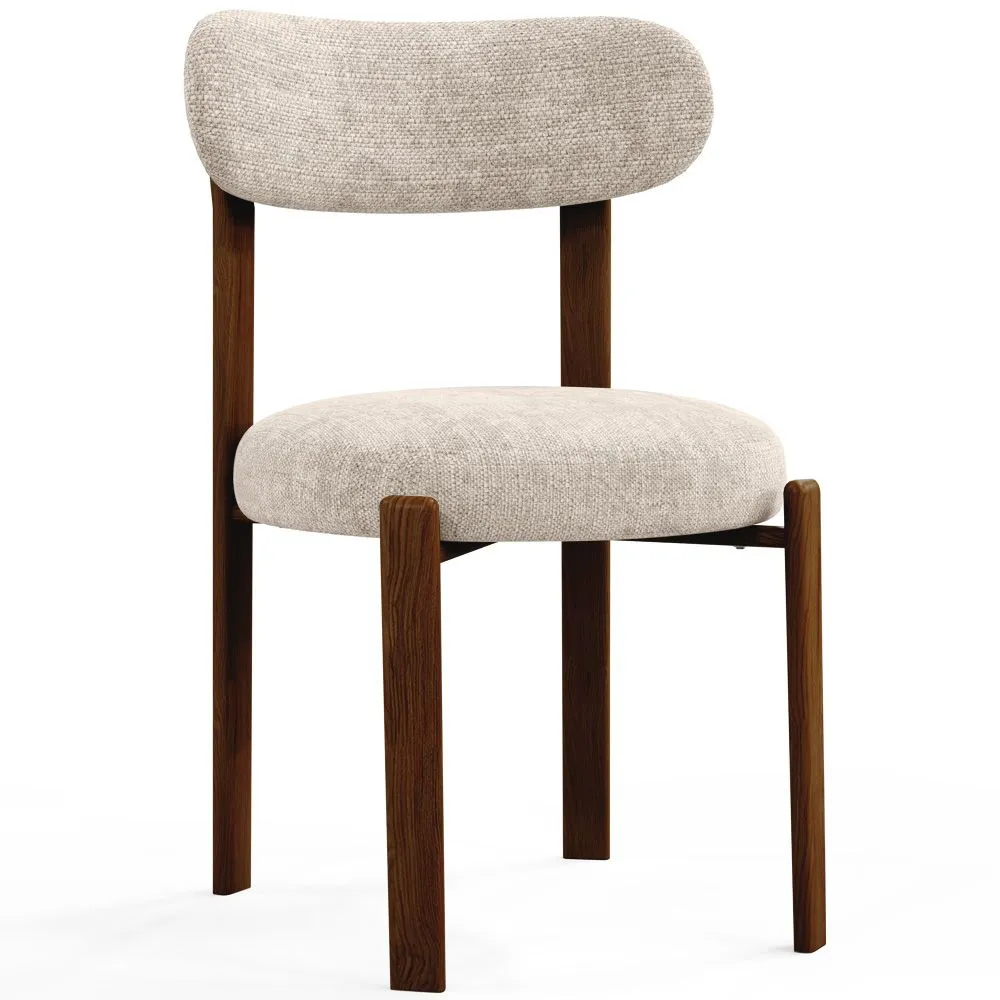 Dining chair upholstered in Chenille – Dark wood-effect legs – Ergonomic and modern design – Okare image 8