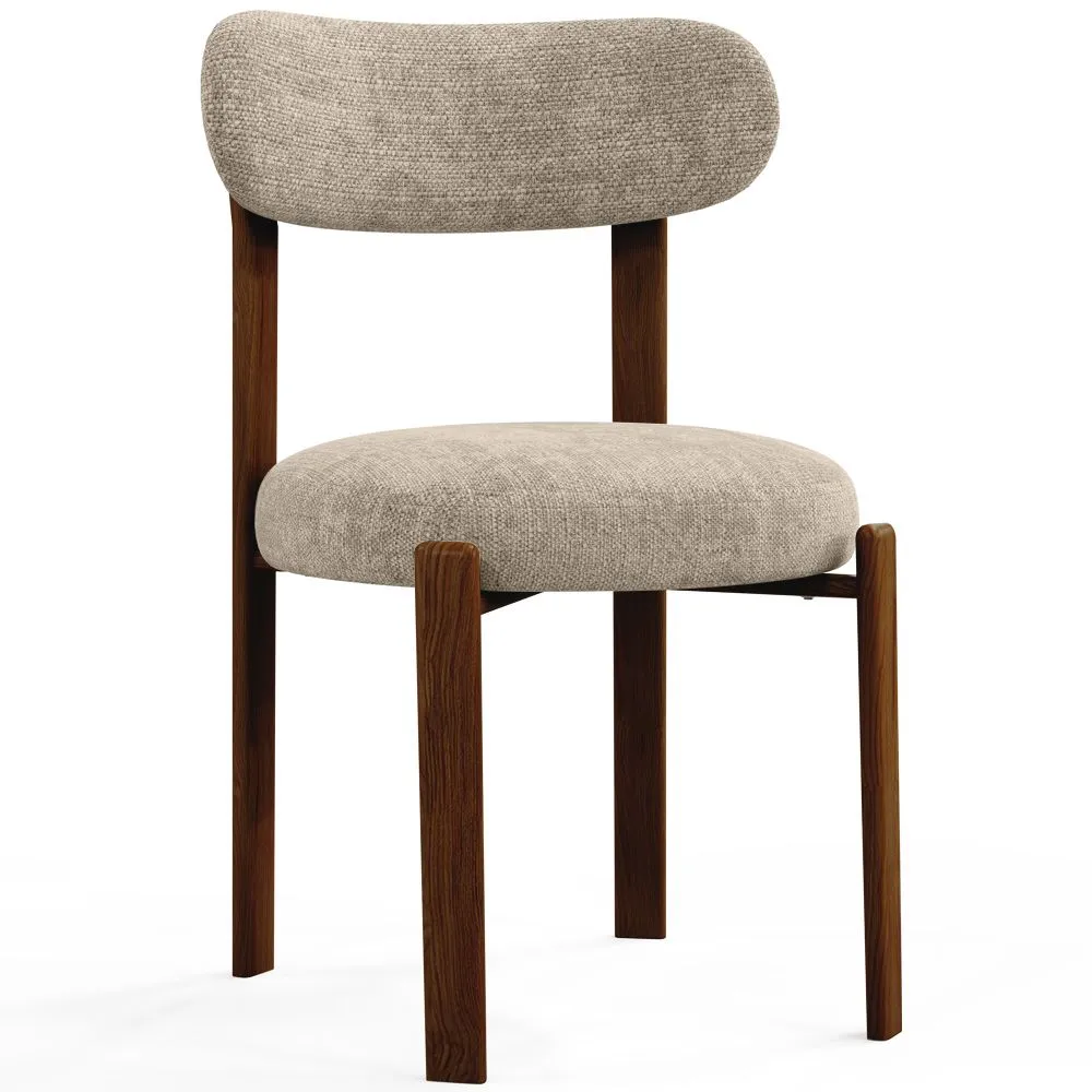 Dining chair upholstered in Chenille – Dark wood-effect legs – Ergonomic and modern design – Okare image 8