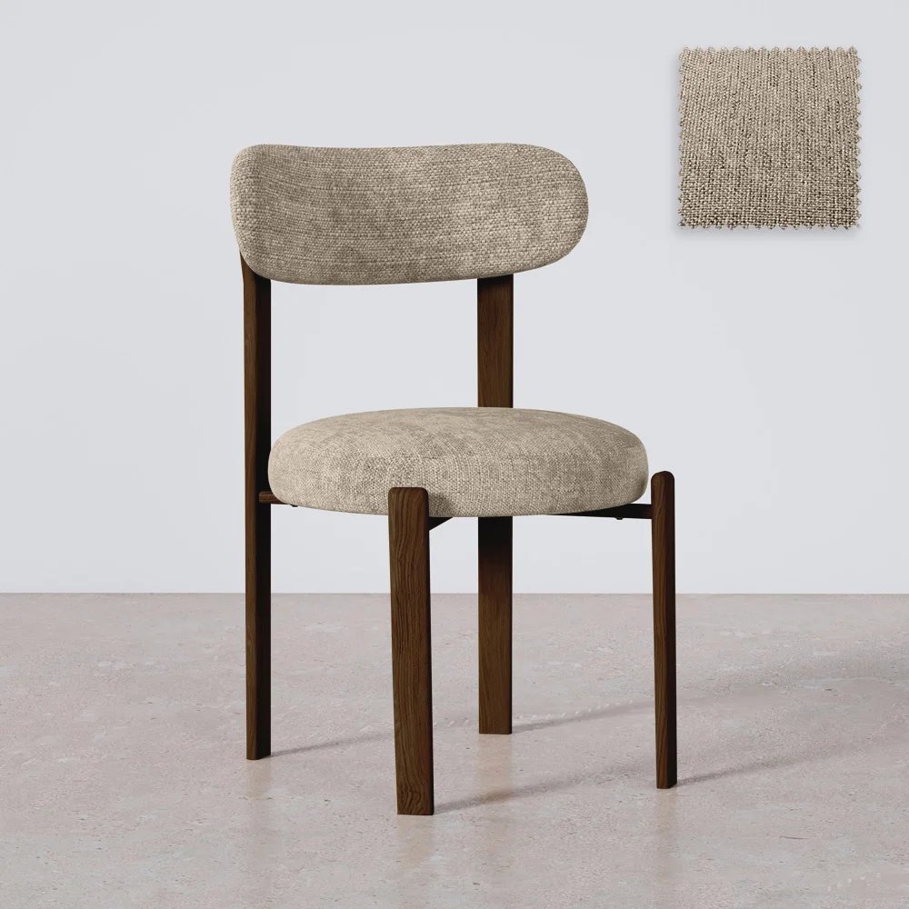 Dining chair upholstered in Chenille – Dark wood-effect legs – Ergonomic and modern design – Okare image 8