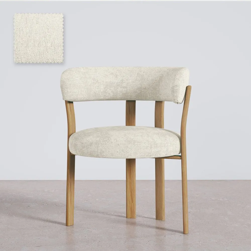 Living room armchair with armrests upholstered in Chenille  – Oak-effect legs – Ergonomic and modern design – Okare image 8