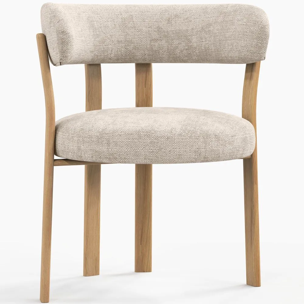 Living room armchair with armrests upholstered in Chenille  – Oak-effect legs – Ergonomic and modern design – Okare image 8