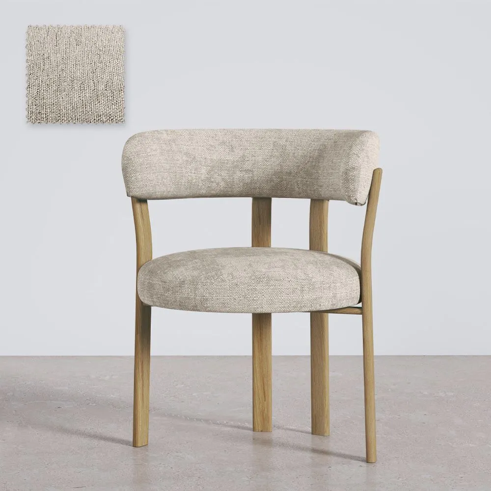 Living room armchair with armrests upholstered in Chenille  – Oak-effect legs – Ergonomic and modern design – Okare image 8