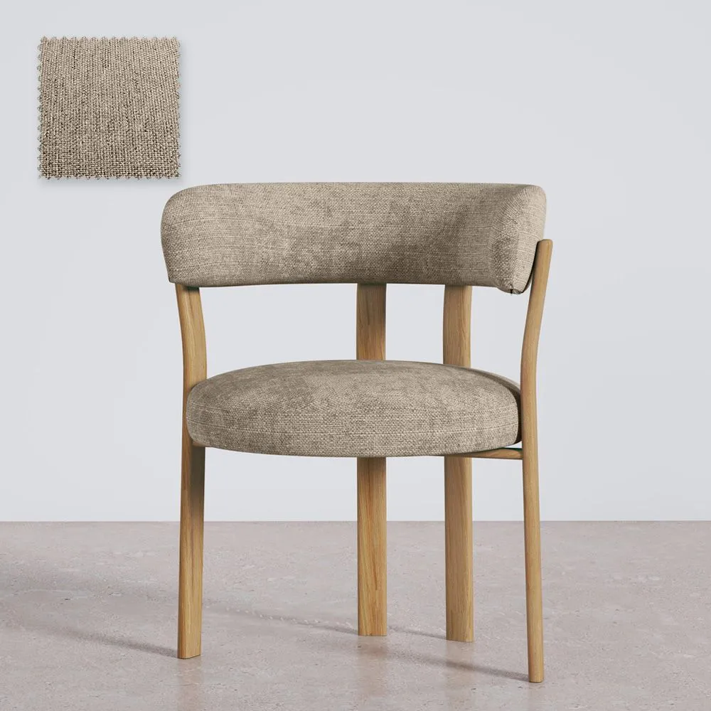 Living room armchair with armrests upholstered in Chenille  – Oak-effect legs – Ergonomic and modern design – Okare image 8