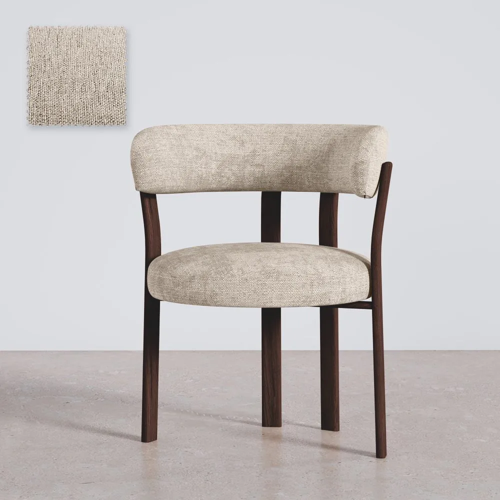Living room armchair with armrests upholstered in Chenille – Dark wood-effect legs – Ergonomic and modern design – Okare image 8