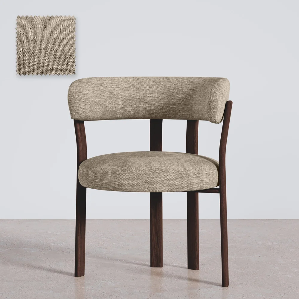 Living room armchair with armrests upholstered in Chenille – Dark wood-effect legs – Ergonomic and modern design – Okare image 8