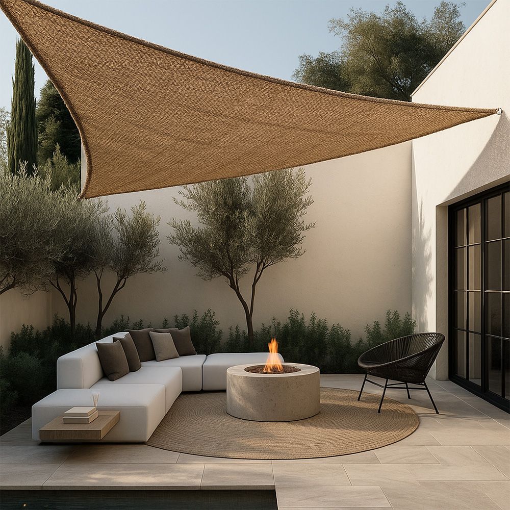Coconut fiber awning 6x6x6M - 100 % Natural shade sail image 8