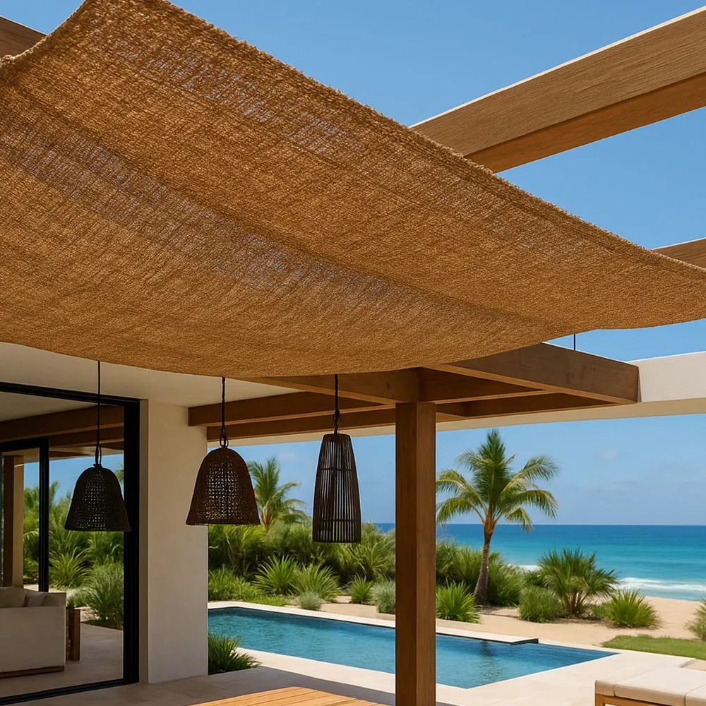 Coconut fiber awning 20x2M - 100 % Natural shade sail image 8