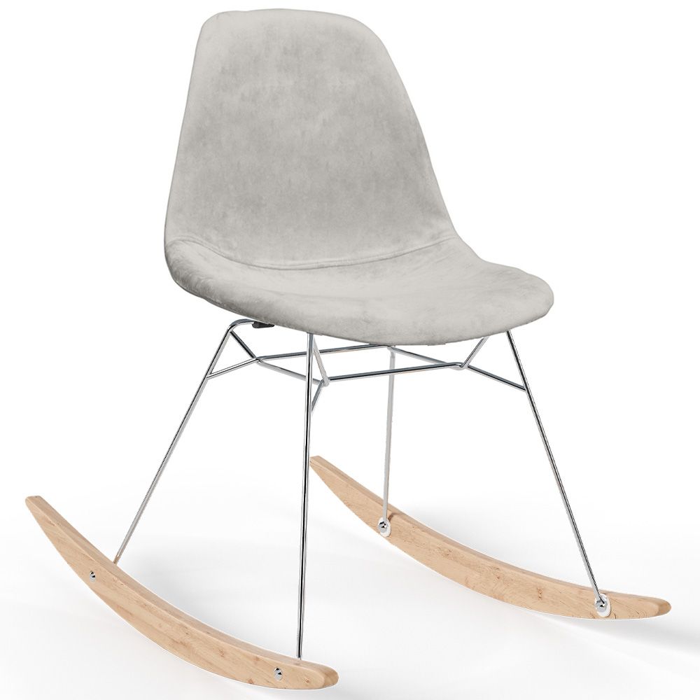 Rocking Chair Modern Fabric Upholstered for Adults - Steel and Wood Legs - Skögur image 8