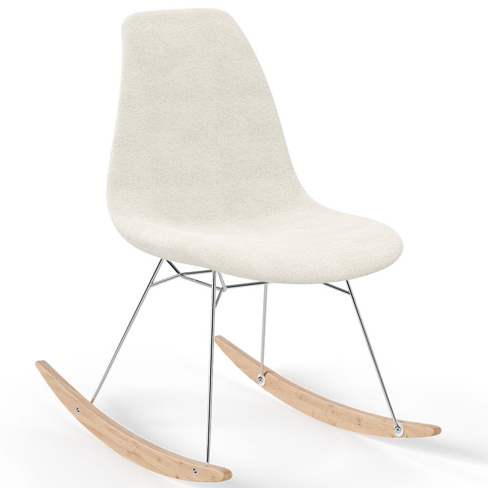 Rocking Chair  Minimalist Bouclé – Nordic Style with Wood and Steel Base - Skögur image 8