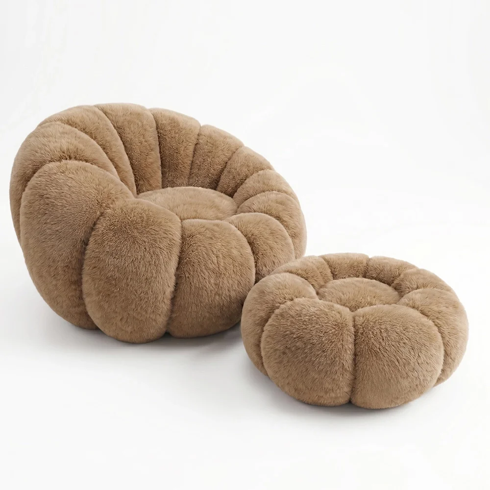 Armchair with Ottoman Upholstered – Soft Fabric – Rubi image 8
