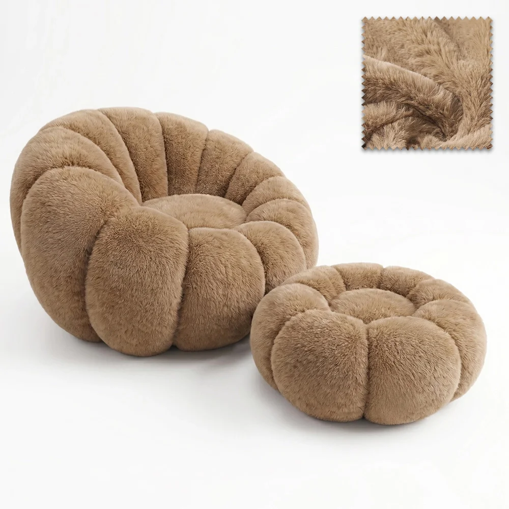 Armchair with Ottoman Upholstered – Soft Fabric – Rubi image 8