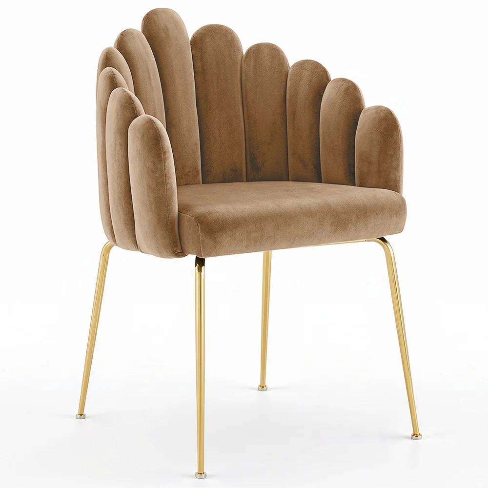 Dining Chair Shell Glam design in Velvet - Golden Legs - Shell image 8