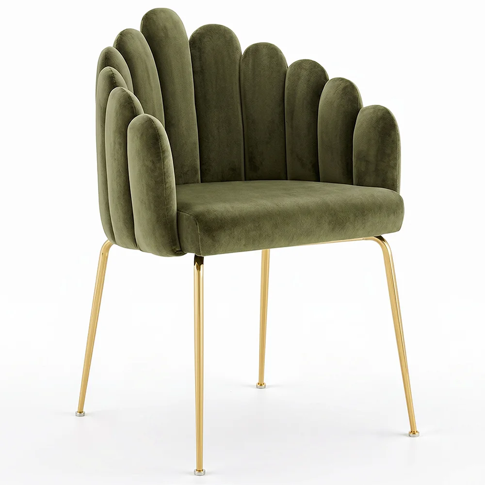 Dining Chair Shell Glam design in Velvet - Golden Legs - Shell image 8