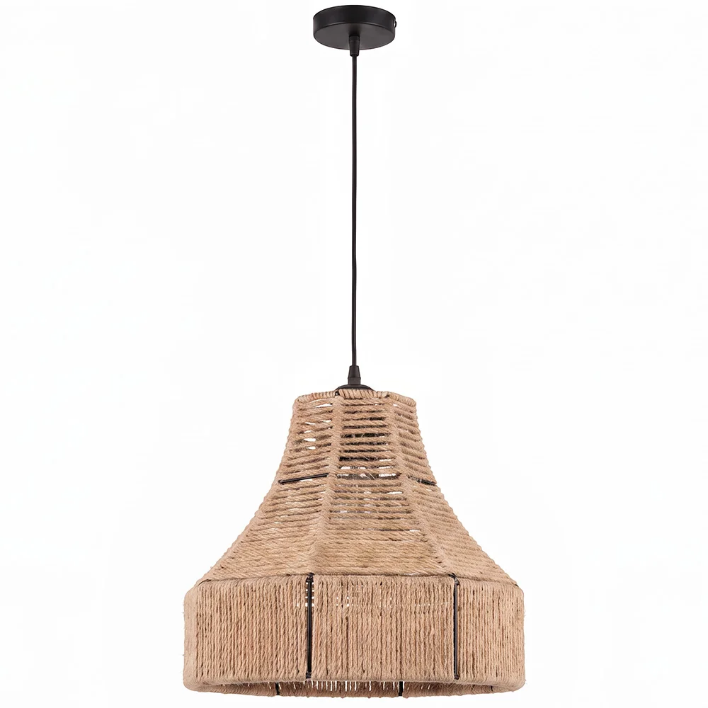 Pendant Light Natural Rope and Metal – Boho Style – Handcrafted Design – Lorena image 8
