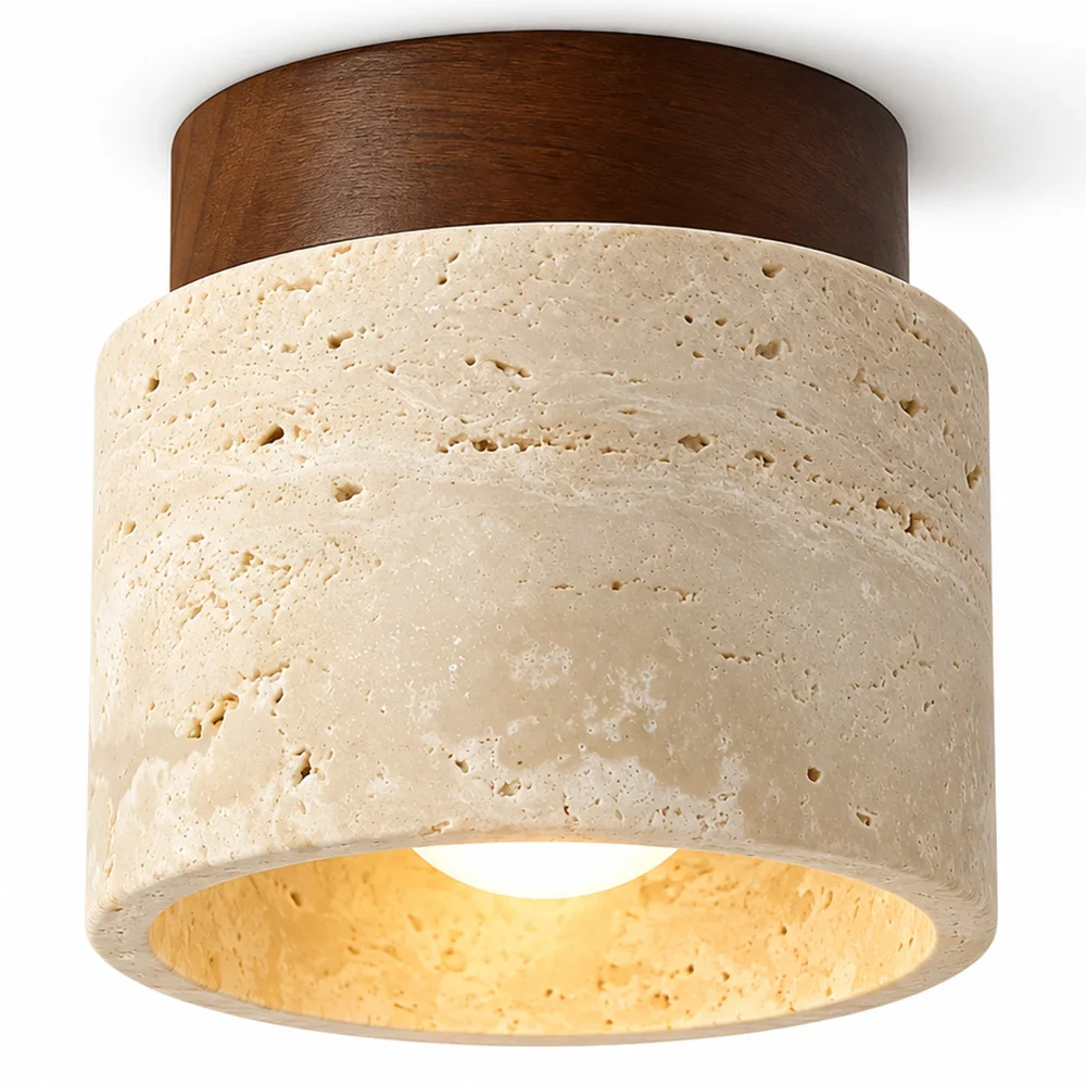 Ceiling Light – Flush Mount – Wood & Travertine – Léonie image 8